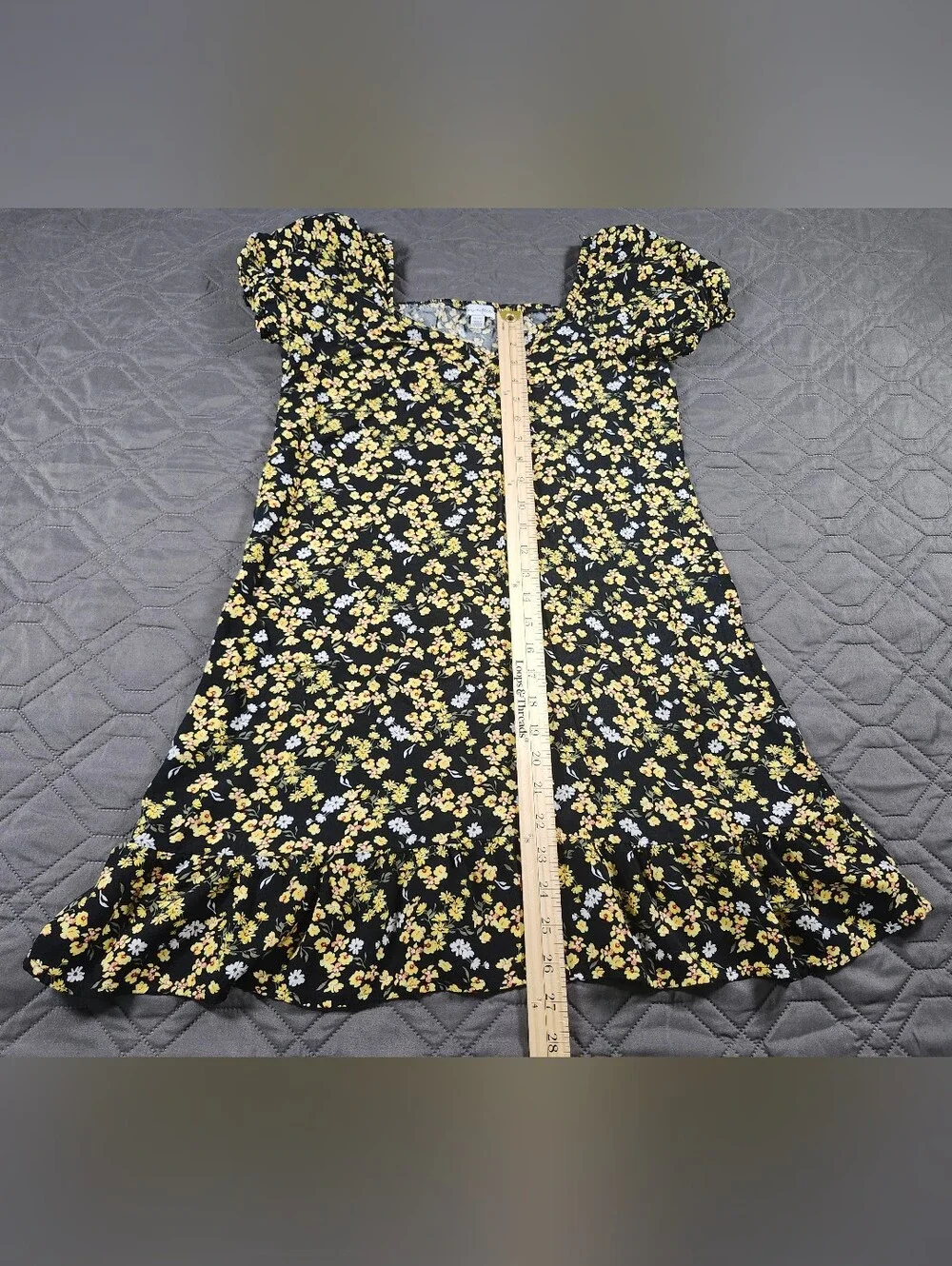 Love, Fire yellow floral ditsy mini dress Size XL